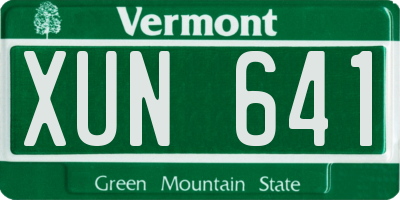 VT license plate XUN641