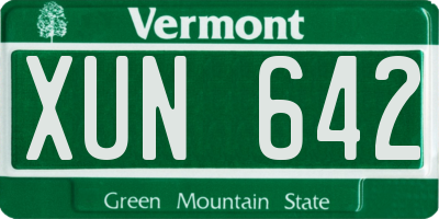 VT license plate XUN642