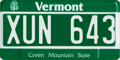 VT license plate XUN643