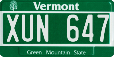 VT license plate XUN647