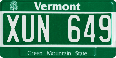 VT license plate XUN649