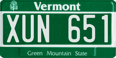 VT license plate XUN651