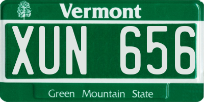 VT license plate XUN656