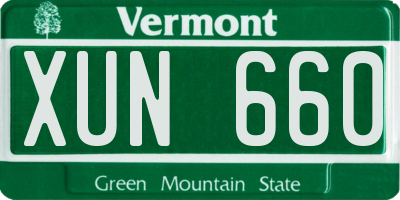 VT license plate XUN660