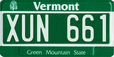 VT license plate XUN661