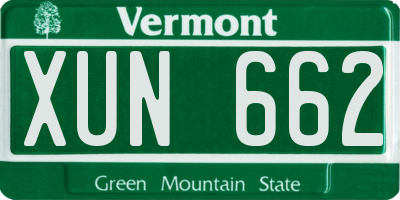 VT license plate XUN662