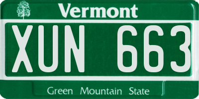 VT license plate XUN663