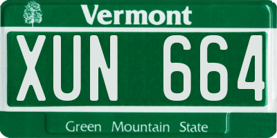 VT license plate XUN664