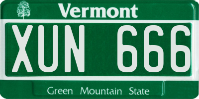 VT license plate XUN666