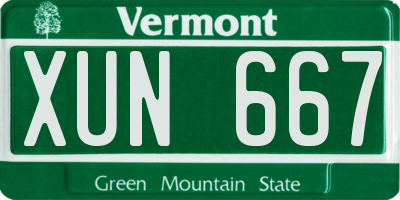 VT license plate XUN667