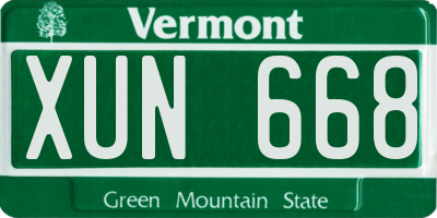 VT license plate XUN668