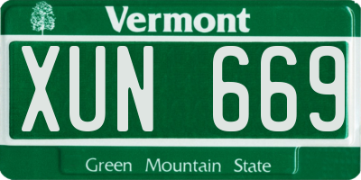 VT license plate XUN669