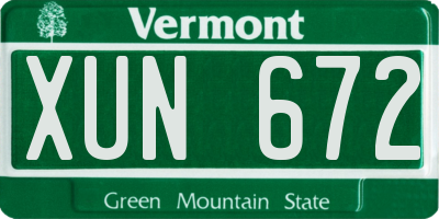 VT license plate XUN672