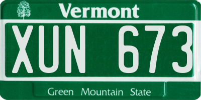 VT license plate XUN673
