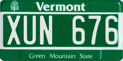 VT license plate XUN676