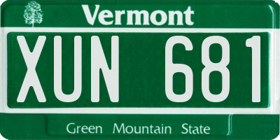 VT license plate XUN681