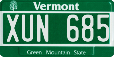 VT license plate XUN685