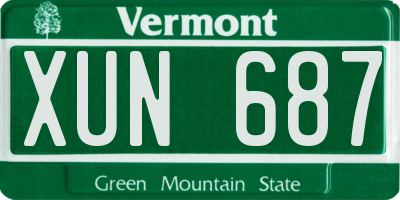 VT license plate XUN687