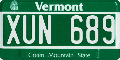 VT license plate XUN689