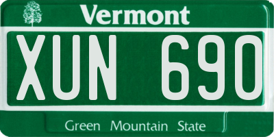 VT license plate XUN690