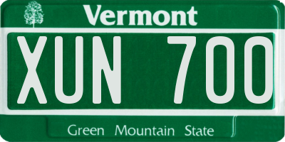 VT license plate XUN700