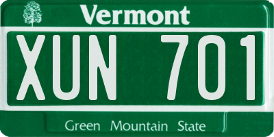 VT license plate XUN701
