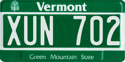 VT license plate XUN702