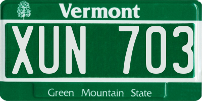 VT license plate XUN703