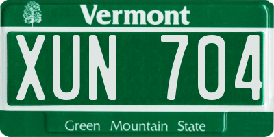 VT license plate XUN704