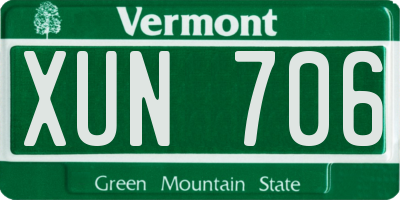 VT license plate XUN706