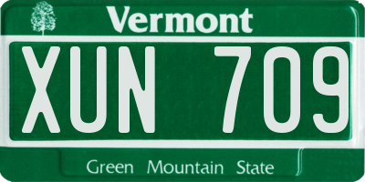 VT license plate XUN709