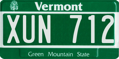 VT license plate XUN712