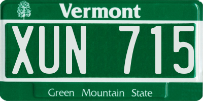 VT license plate XUN715