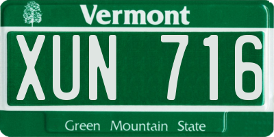 VT license plate XUN716