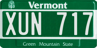 VT license plate XUN717