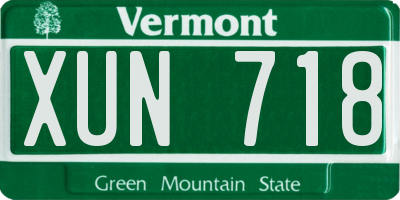 VT license plate XUN718