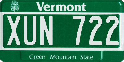 VT license plate XUN722