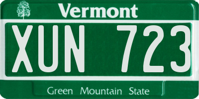 VT license plate XUN723
