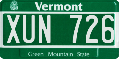 VT license plate XUN726