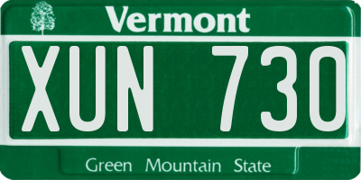 VT license plate XUN730