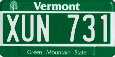 VT license plate XUN731