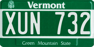 VT license plate XUN732