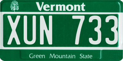 VT license plate XUN733