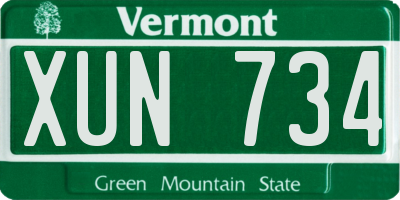VT license plate XUN734