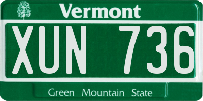 VT license plate XUN736