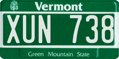 VT license plate XUN738
