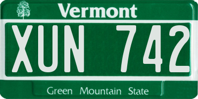 VT license plate XUN742