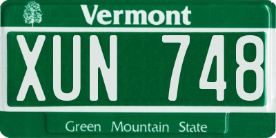 VT license plate XUN748