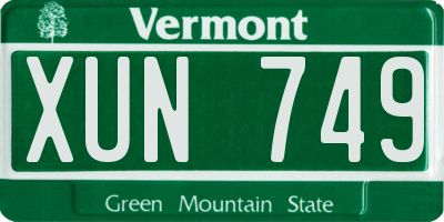 VT license plate XUN749