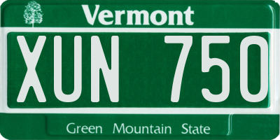 VT license plate XUN750